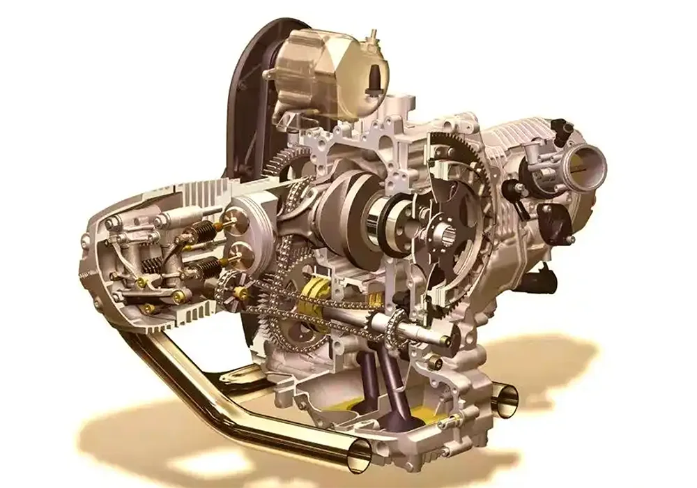 Motociklo galios perdavimas ir pavarų perjungimo sistema